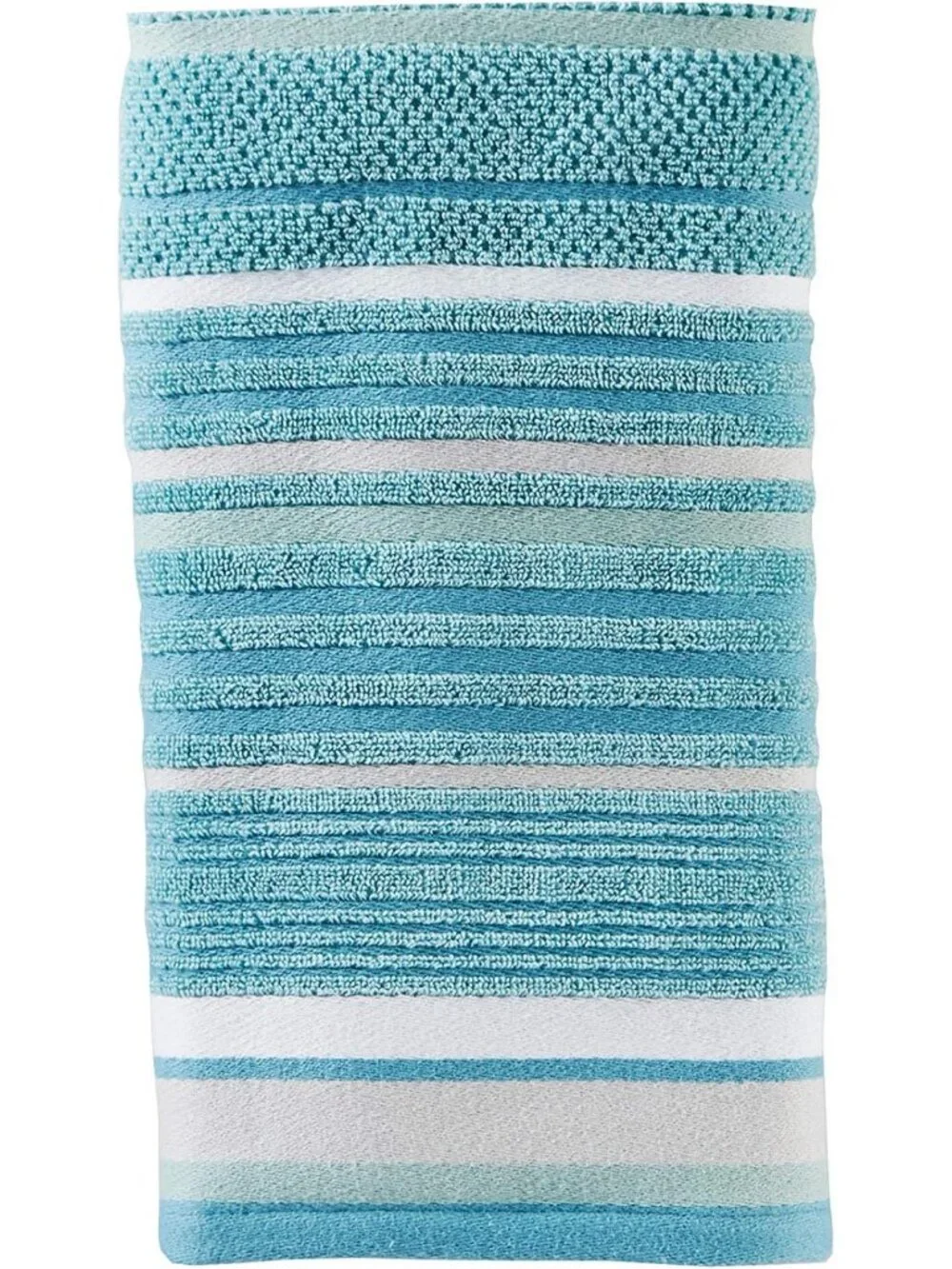 Soft & Absorbent 100% Cotton 2-Piece Hand Towel Set, Jacquard, Teal, 550 GSM